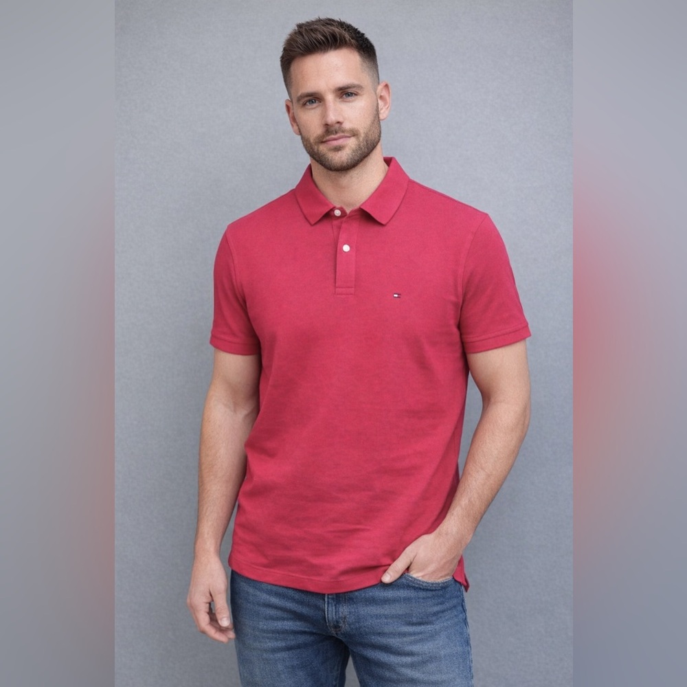 Tommy Hilfiger Red Polo Shirt Men’s Small NWT Classic Logo Cotton
